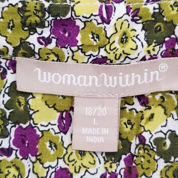 Woman Within Floral Short Sleeve Lightweight Top with Pintucking Size (18/20) L - Picture 9 of 12